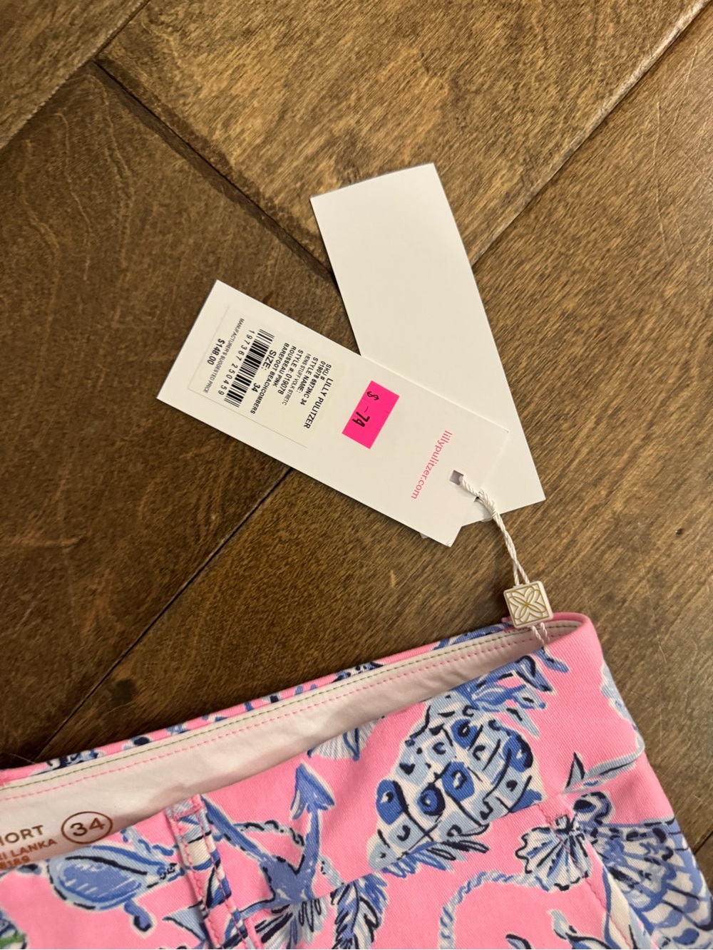 Lilly Pulitzer Callahan Shorts Barefoot Beachcombers Pink Size 34 NWT - Picture 2 of 2